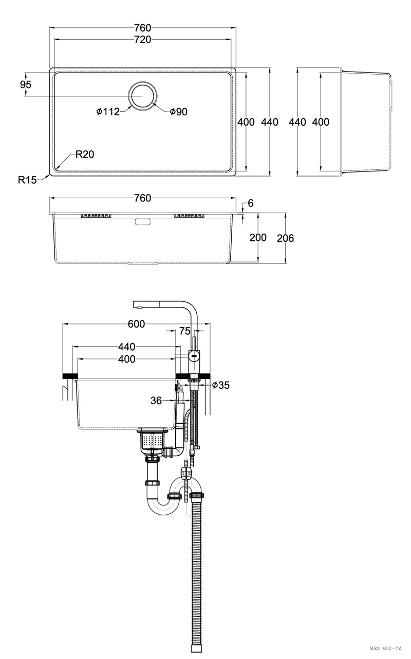 FRANKE 花崗岩廚房水槽 MRG 610-72